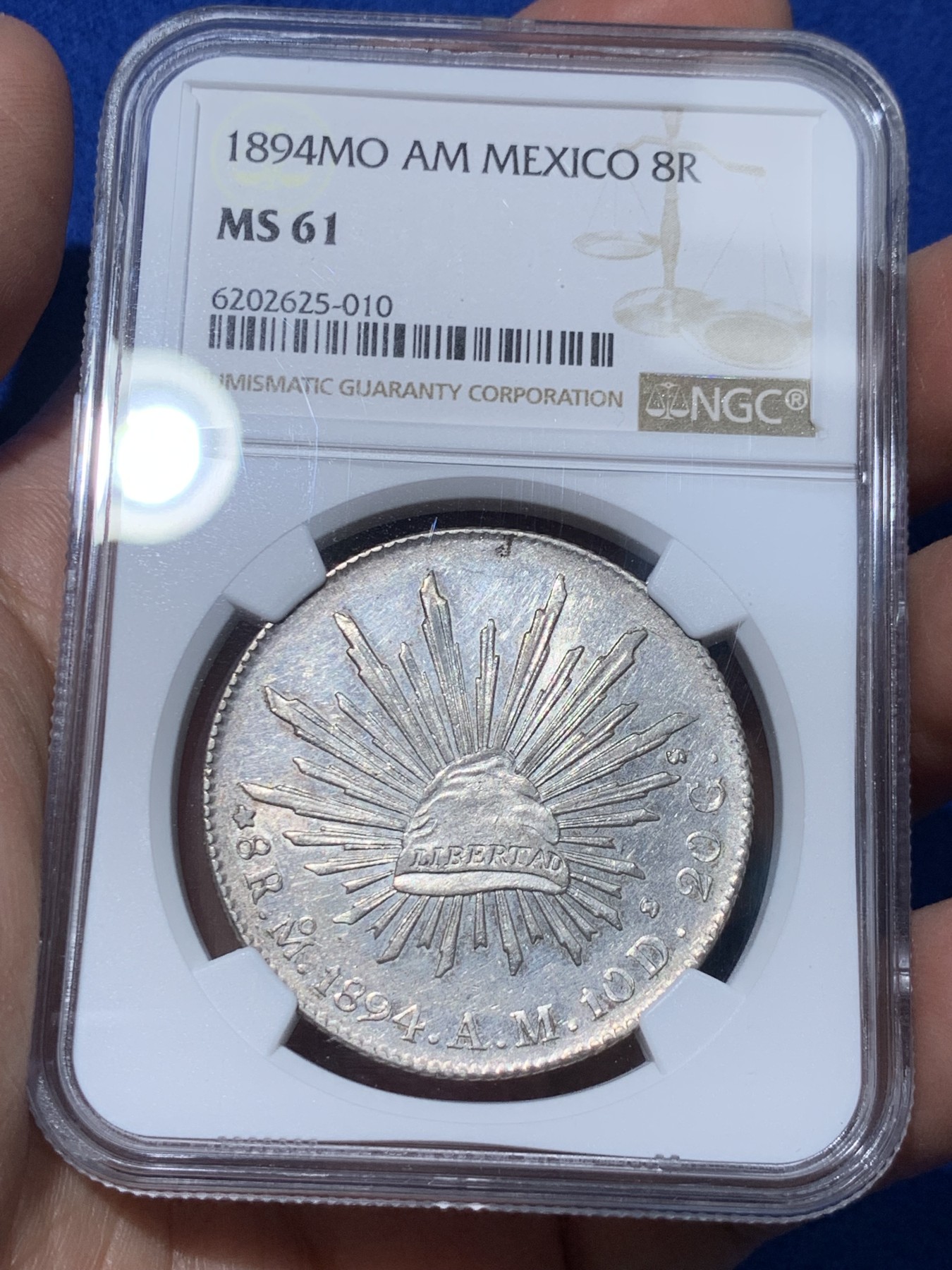 《竞宝斋》第251场-周日，周一2场连拍 (全场包邮) NGC MS61 墨西哥1894花边鹰洋 底板有PL质感 羽毛根根分明 低评 61分少见这样的