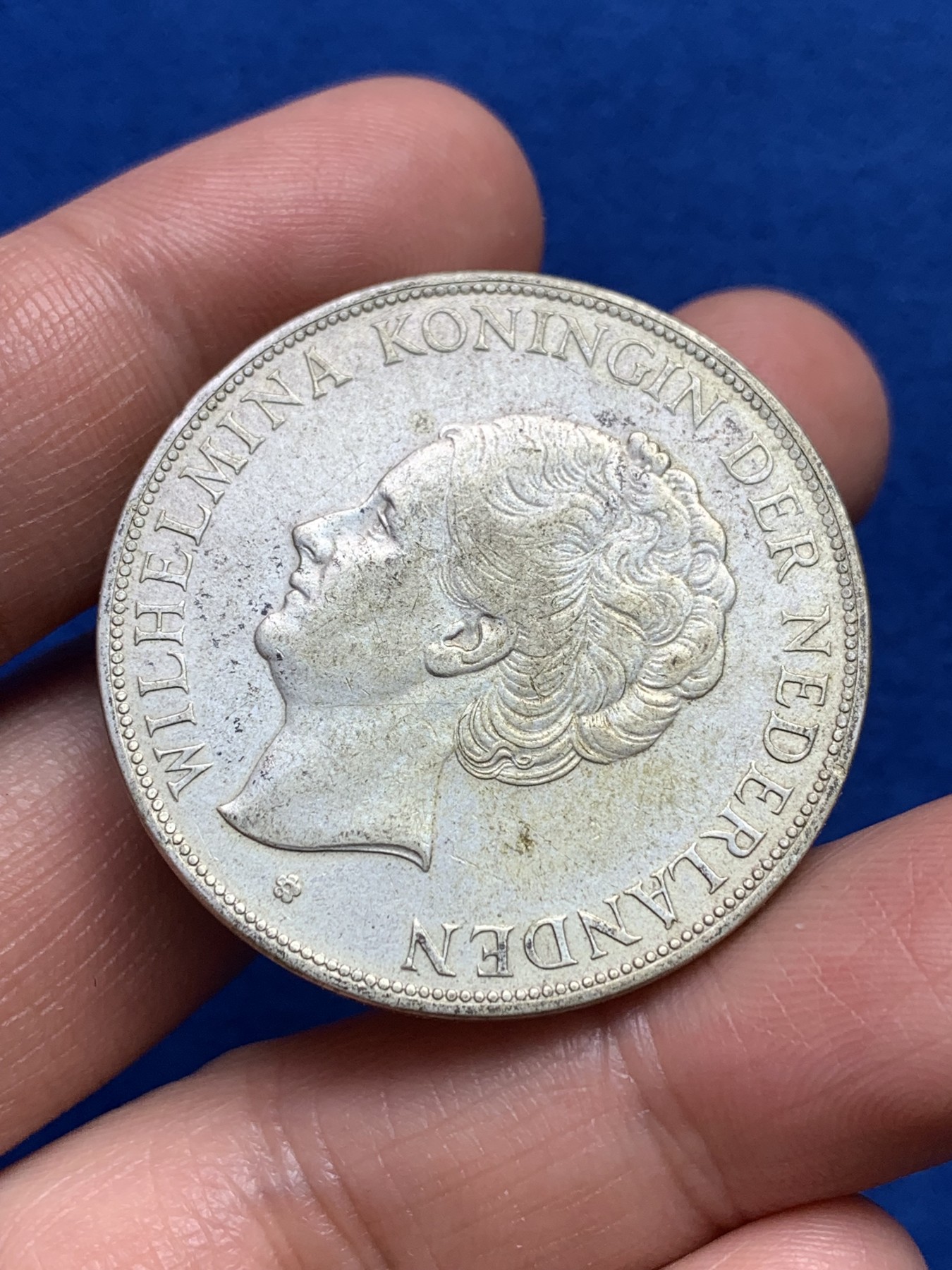 《竞宝斋》第251场-周日，周一2场连拍 (全场包邮) 荷兰1931年威廉明娜2.5盾大银币