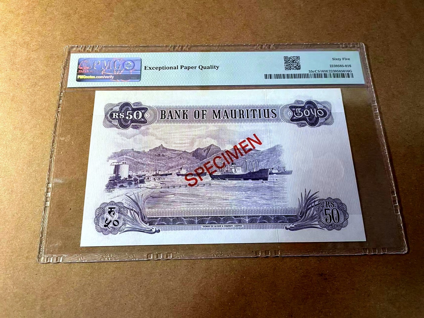 【Blue Auction】✨世界纸币精拍第453期【精】  毛里求斯 1978年50卢比 戎装女王 PMG65EPQ 样钞