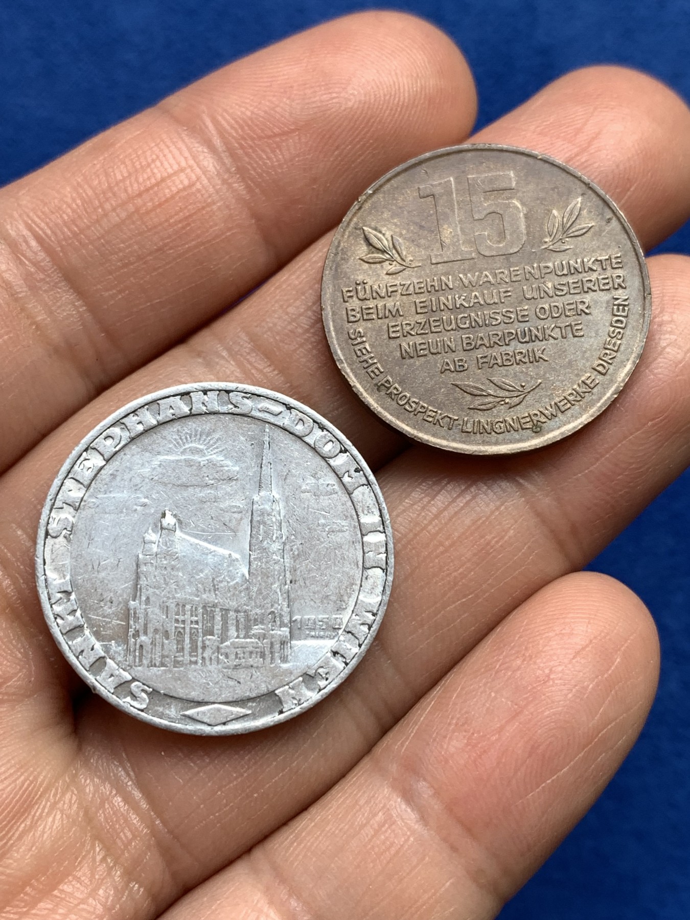 《竞宝斋》第251场-周日，周一2场连拍 (全场包邮) 两枚一组 德国紧急时期代用币，一铜一铝