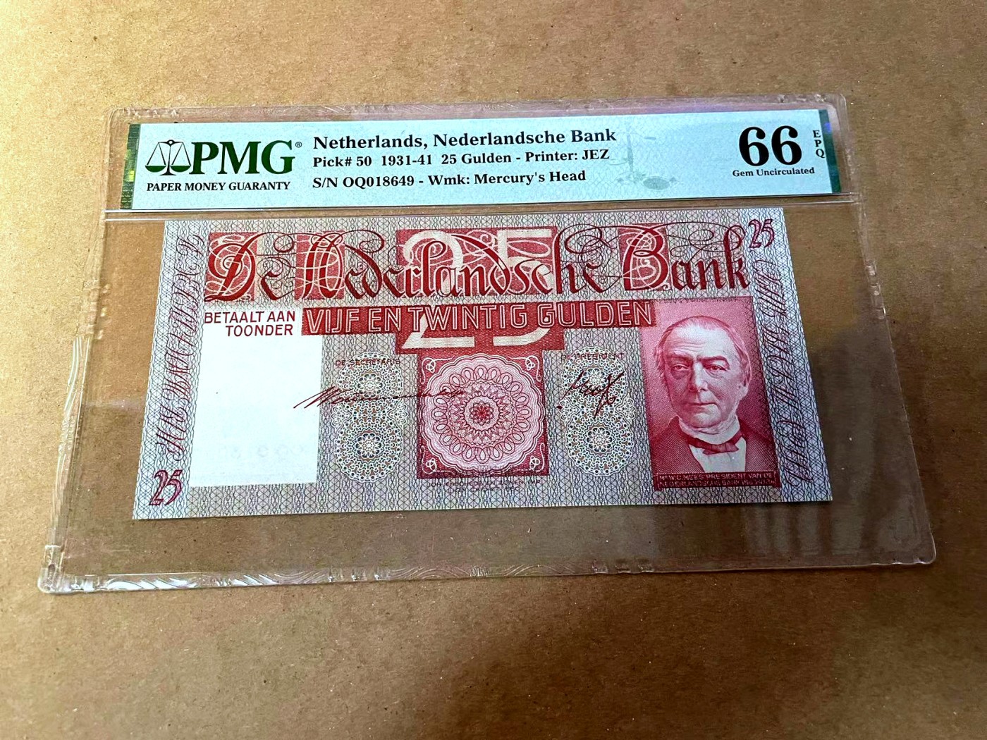 【Blue Auction】✨世界纸币精拍第453期【精】 荷兰 1931-41年25盾 行长 PMG66EPQ 