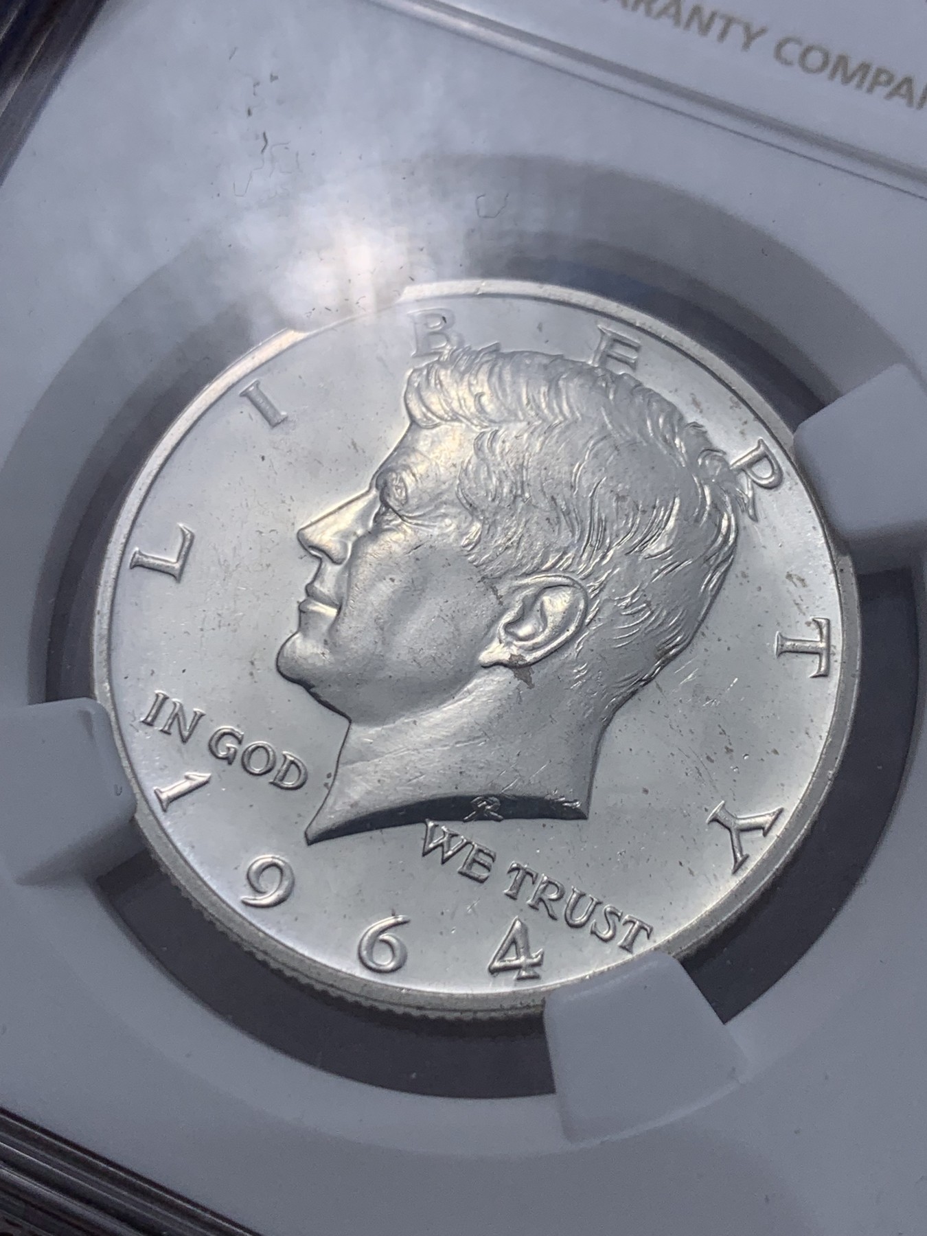 《竞宝斋》第251场-周日，周一2场连拍 (全场包邮) NGC PF63 美国1964年50美分精制银币，肯尼迪首年份高银精制币