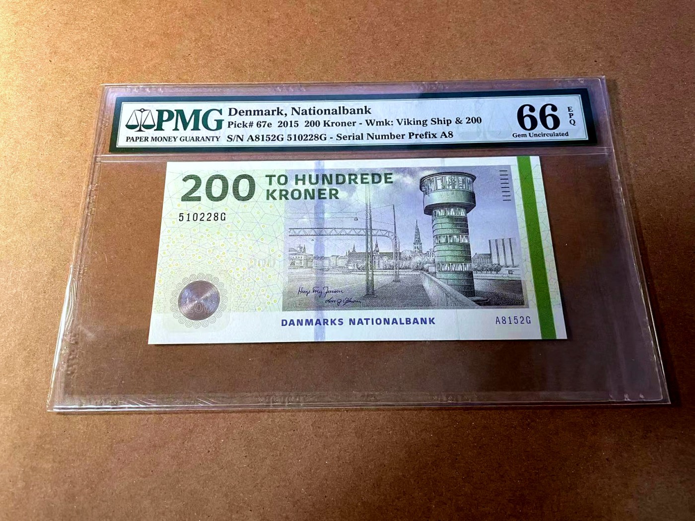 【Blue Auction】✨世界纸币精拍第453期【精】 【无47】丹麦 2015年200克朗 PMG66EPQ  