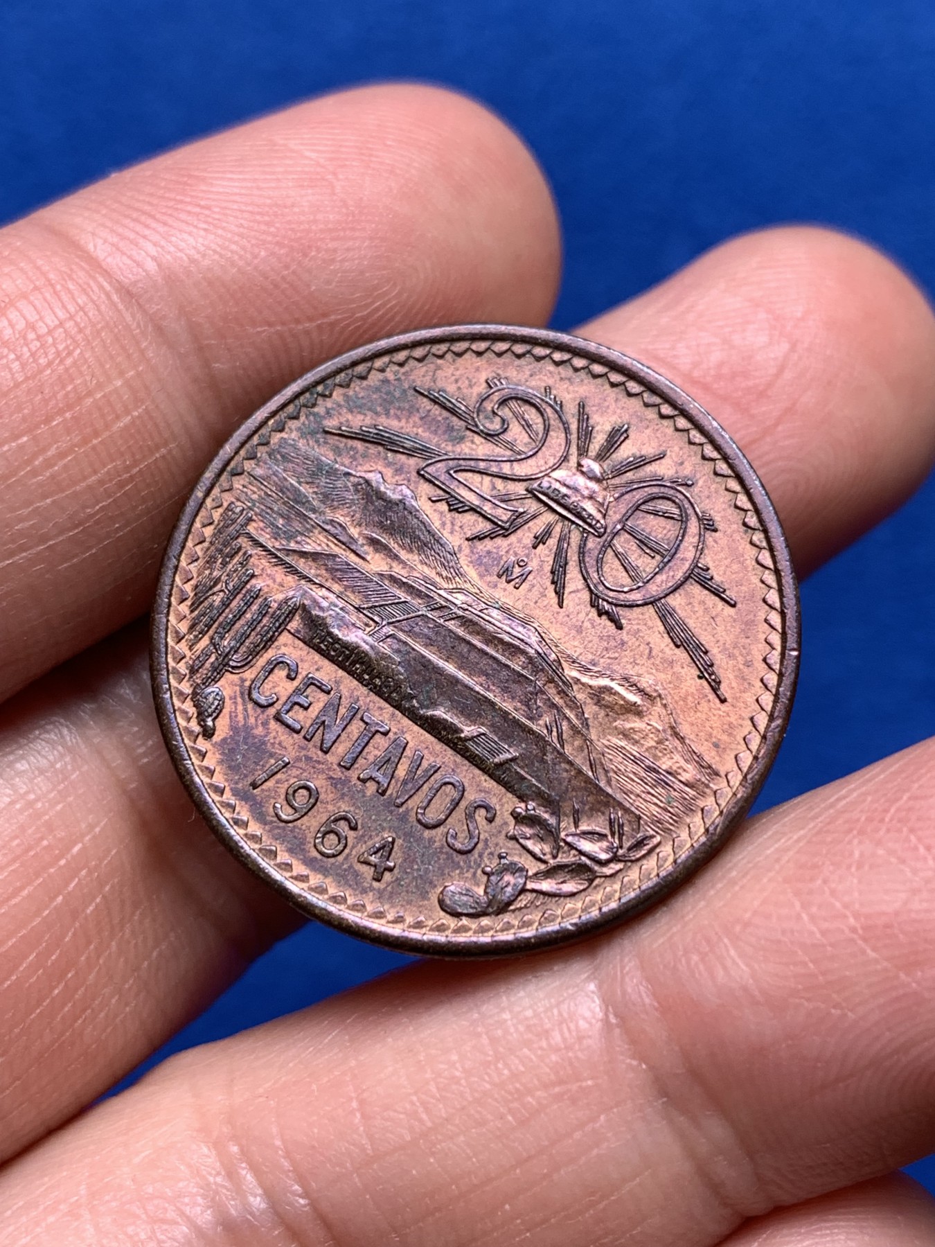 《竞宝斋》第251场-周日，周一2场连拍 (全场包邮) 1964年墨西哥20C铜币