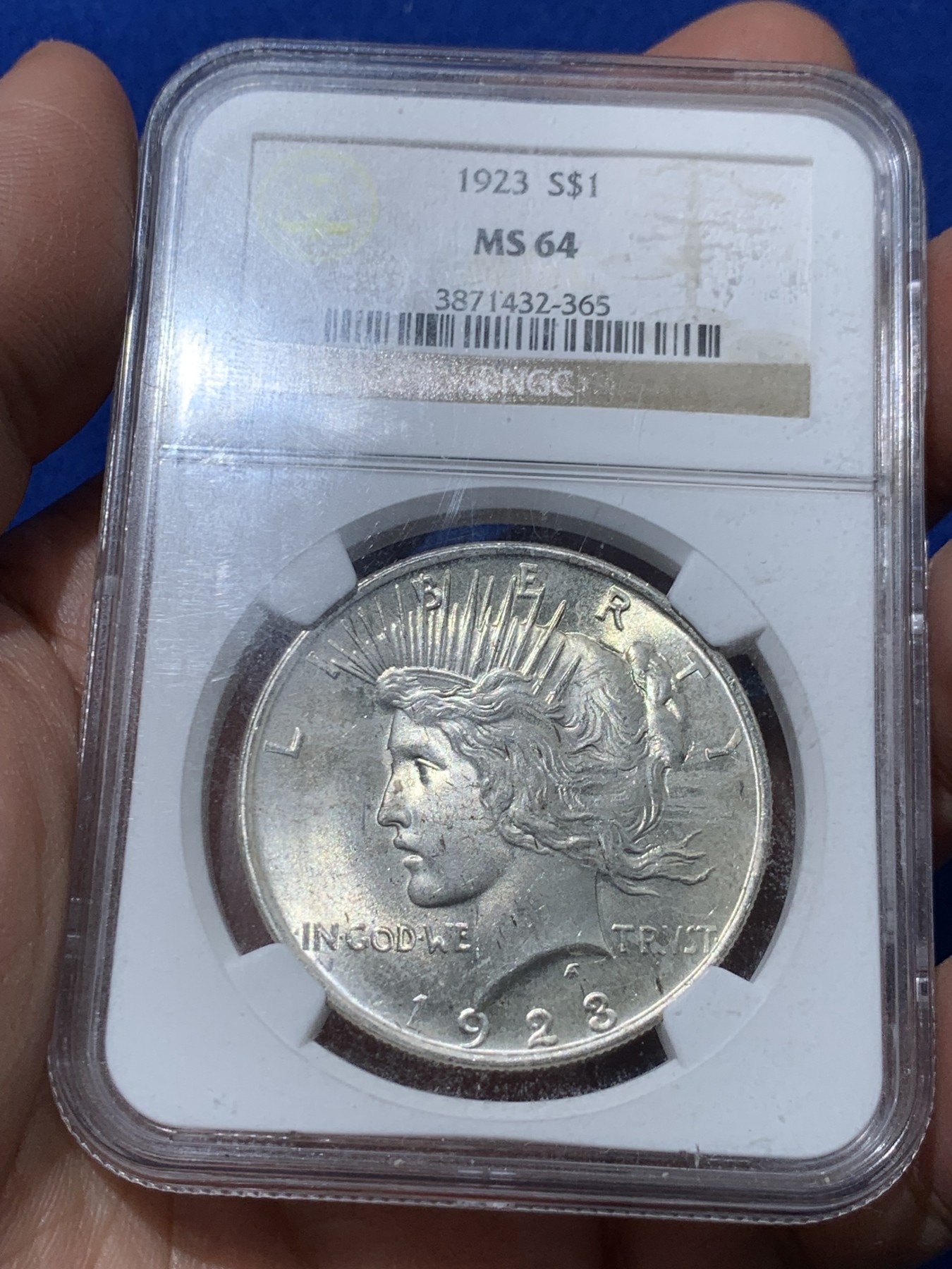 《竞宝斋》第251场-周日，周一2场连拍 (全场包邮) NGC MS64 美国1923年和平银元P版