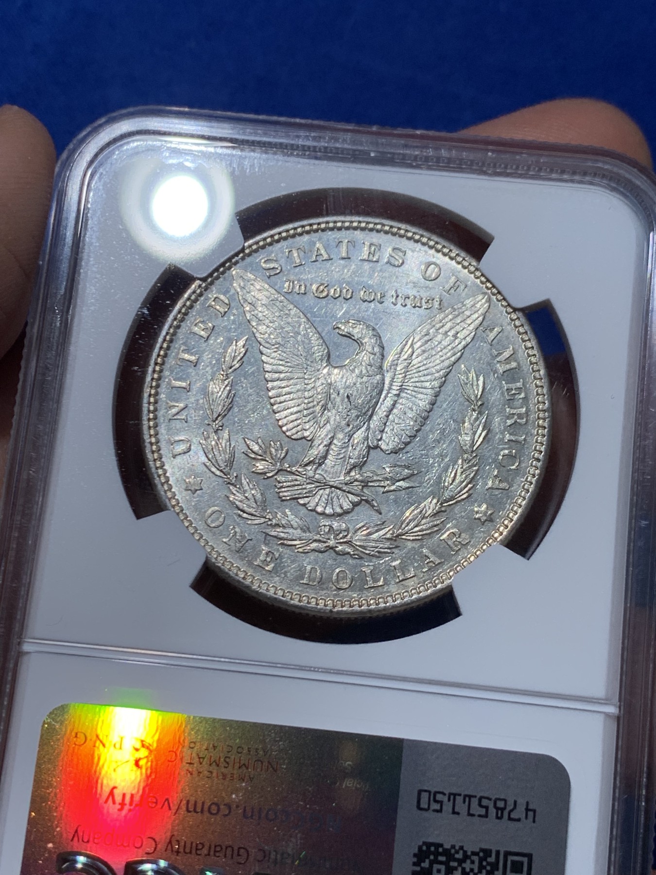 《竞宝斋》第251场-周日，周一2场连拍 (全场包邮) NGC AU55 美国1898年摩根银币 挺少见的年份版别 值得收藏