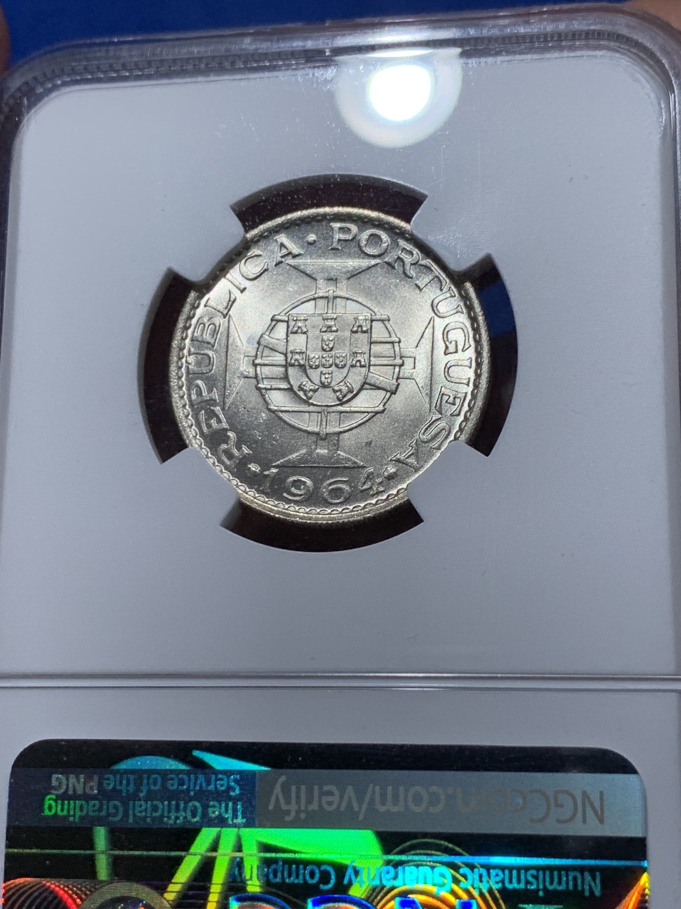 《竞宝斋》第251场-周日，周一2场连拍 (全场包邮) NGC MS65 葡属东帝汶1964年10埃斯库多银币 亚军分 更高只有两枚66