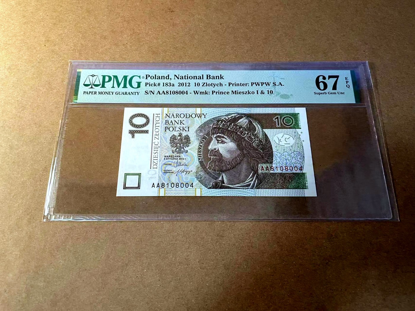 【Blue Auction】✨世界纸币精拍第453期【精】 【AA】波兰 2012年10兹罗提 PMG67EPQ 