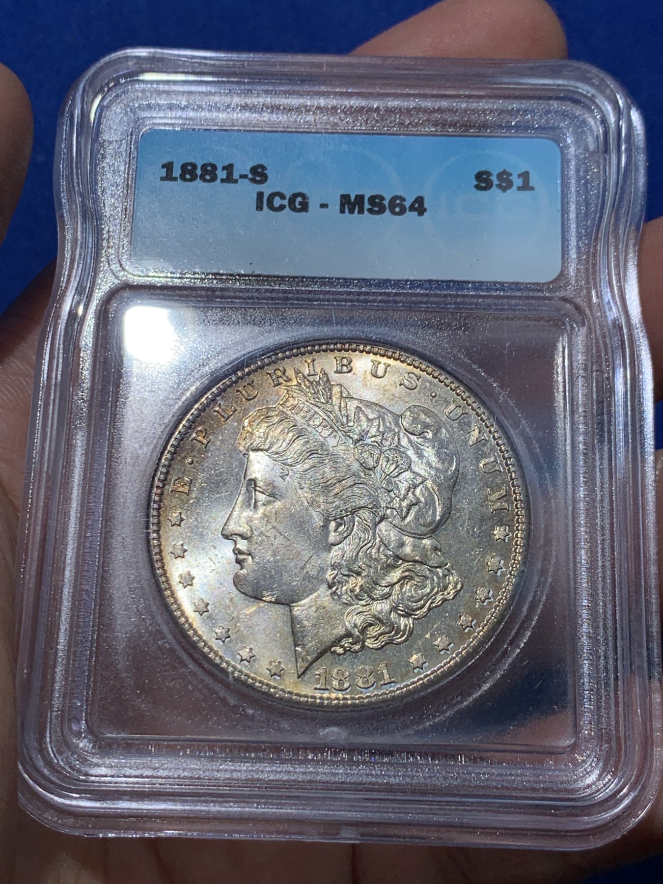 《竞宝斋》第251场-周日，周一2场连拍 (全场包邮) ICG MS64 美国1881-S摩根1美元银币