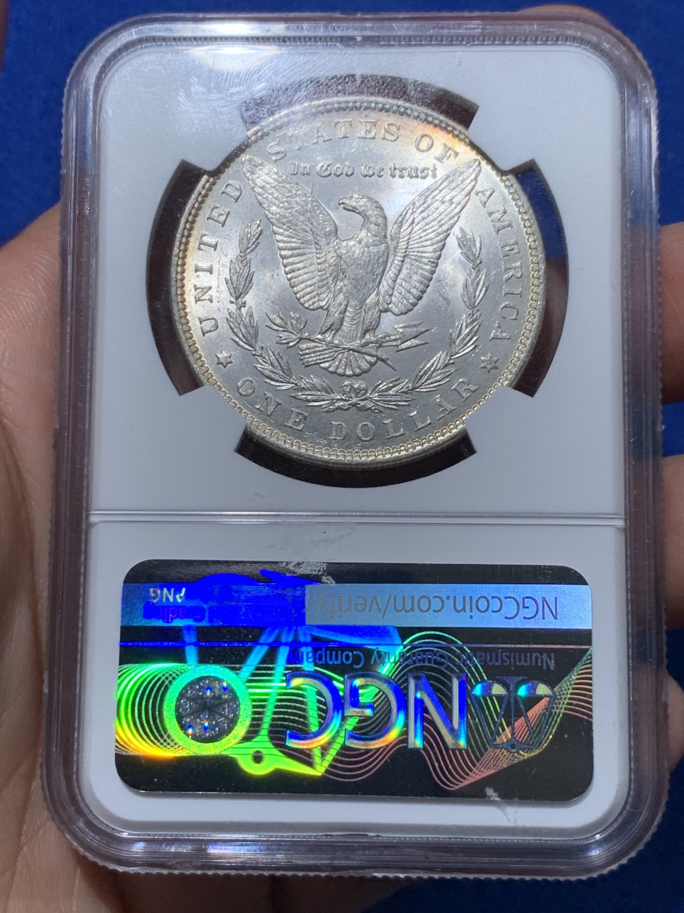 《竞宝斋》第251场-周日，周一2场连拍 (全场包邮) NGC MS64 美国1889年摩根银币P版，少见年份。