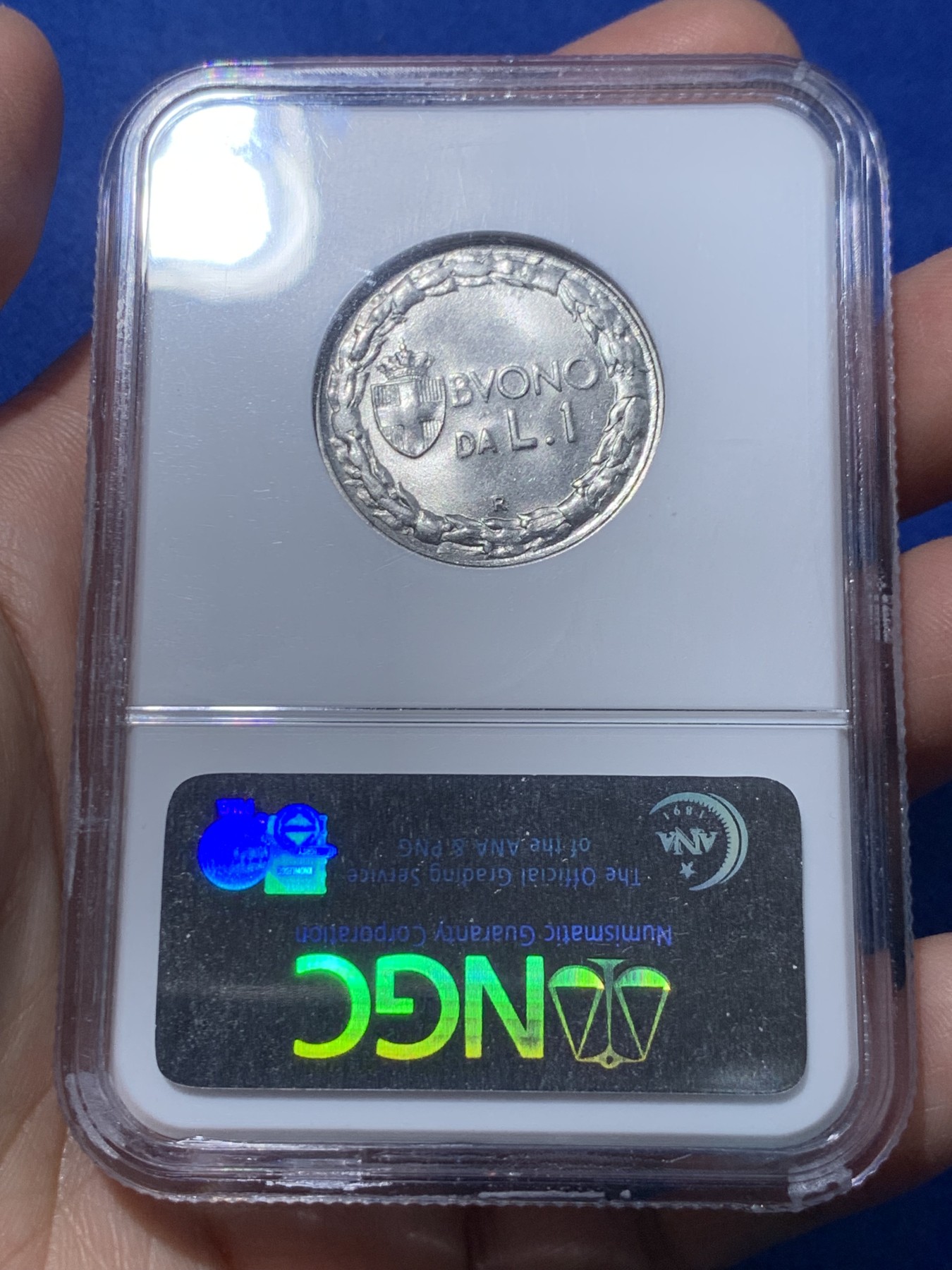 《竞宝斋》第251场-周日，周一2场连拍 (全场包邮) NGC MS64 1922年意大利女神1里拉