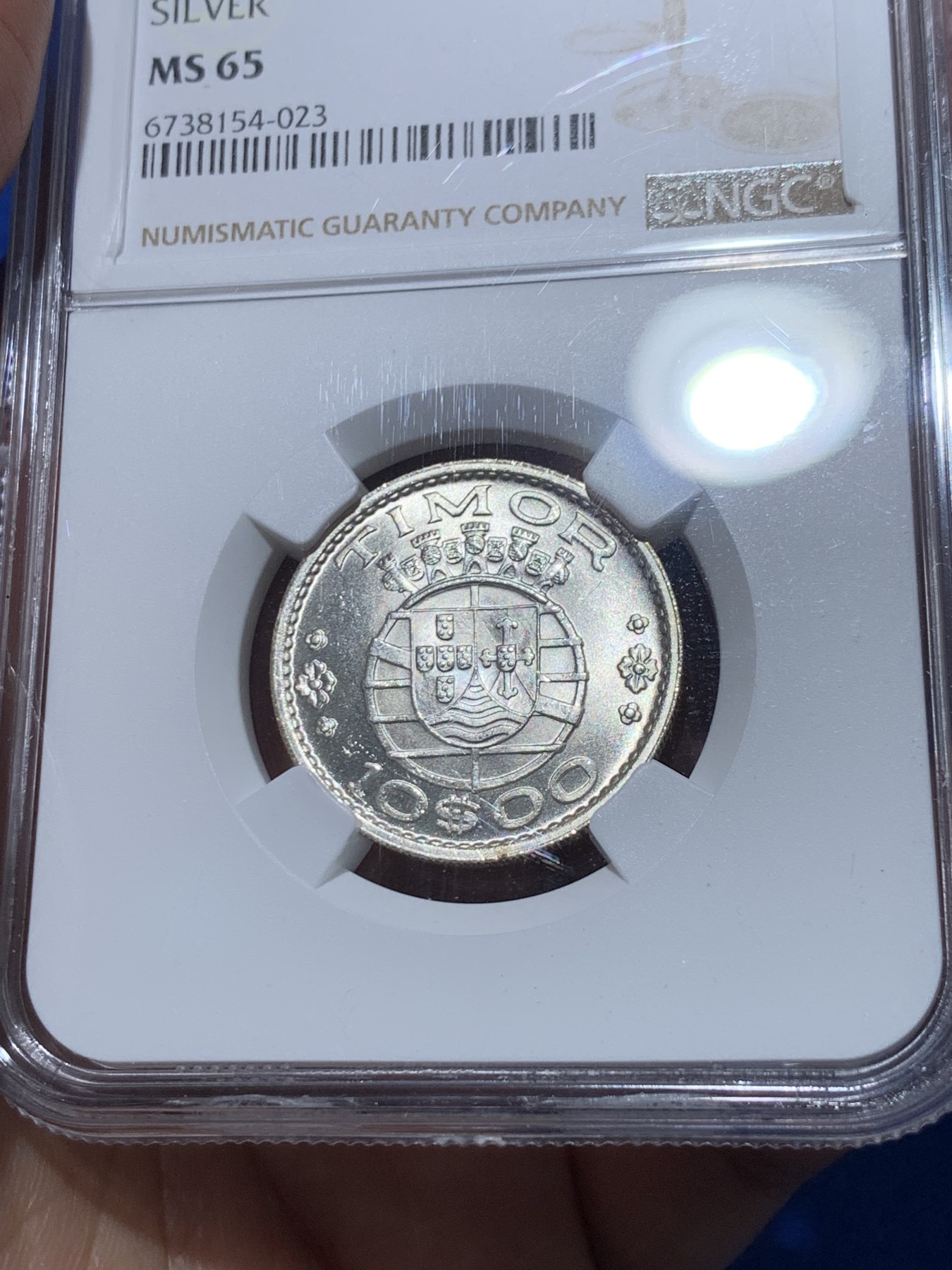 《竞宝斋》第251场-周日，周一2场连拍 (全场包邮) NGC MS65 葡属东帝汶1964年10埃斯库多银币 亚军分 更高只有两枚66