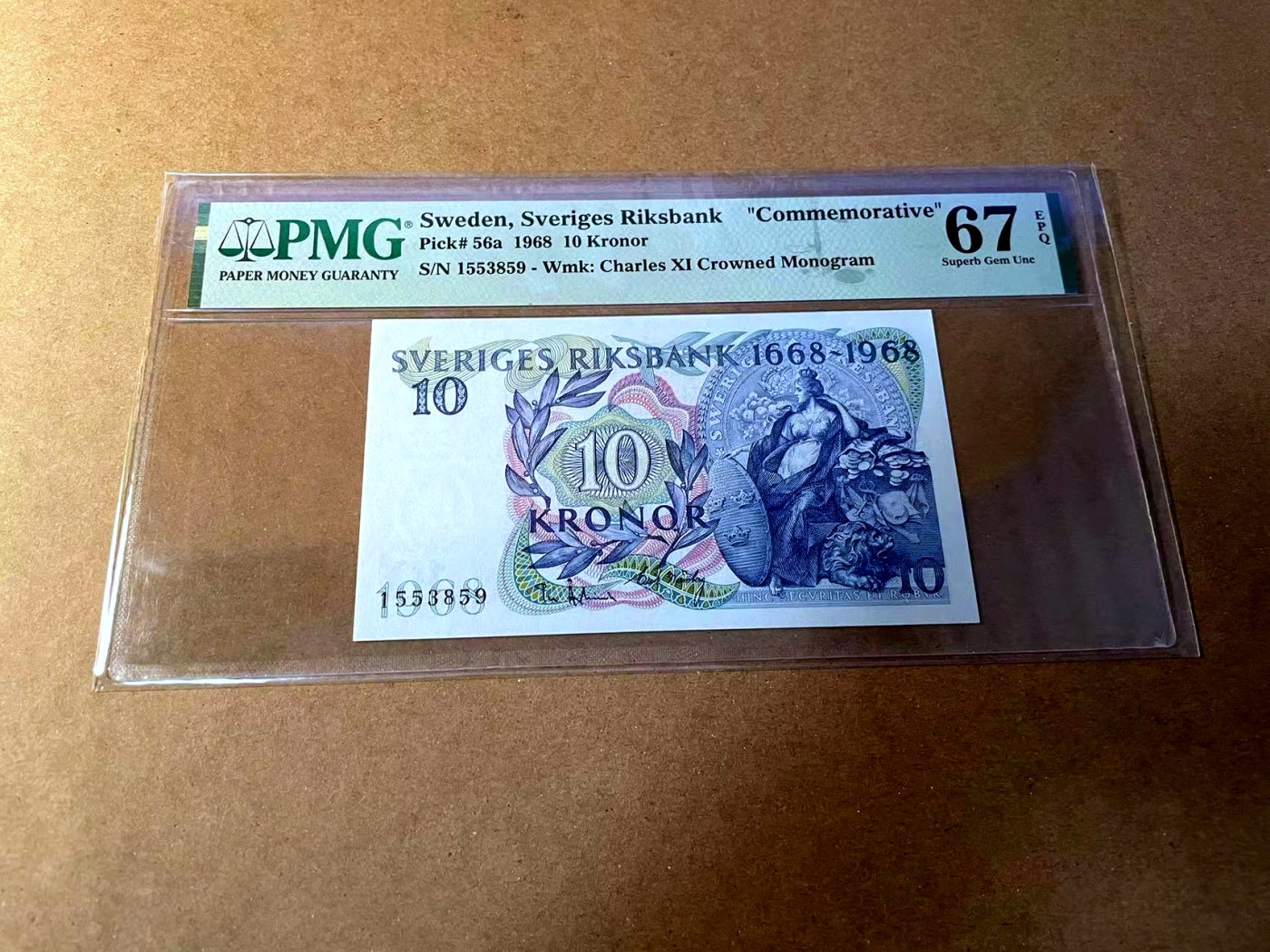 【Blue Auction】✨世界纸币精拍第453期【精】  【无47】瑞典 1968年10克朗 PMG67EPQ 高分