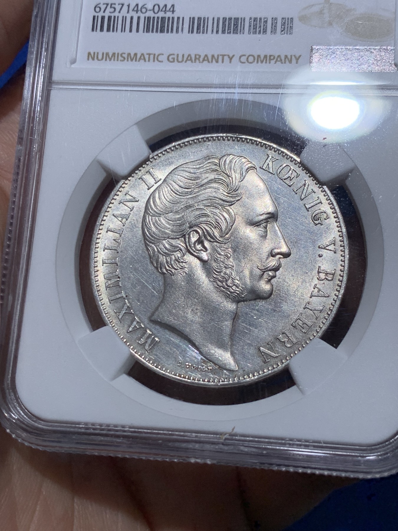 《竞宝斋》第251场-周日，周一2场连拍 (全场包邮) NGC UNCD 德国巴伐利亚1855年圣母抱婴2盾银币