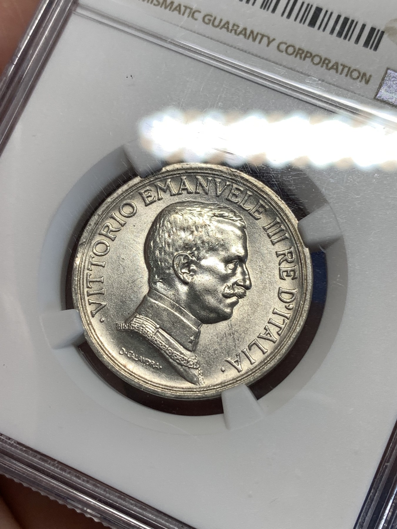 《竞宝斋》第251场-周日，周一2场连拍 (全场包邮) NGC MS61 意大利1914年马车2里拉银币