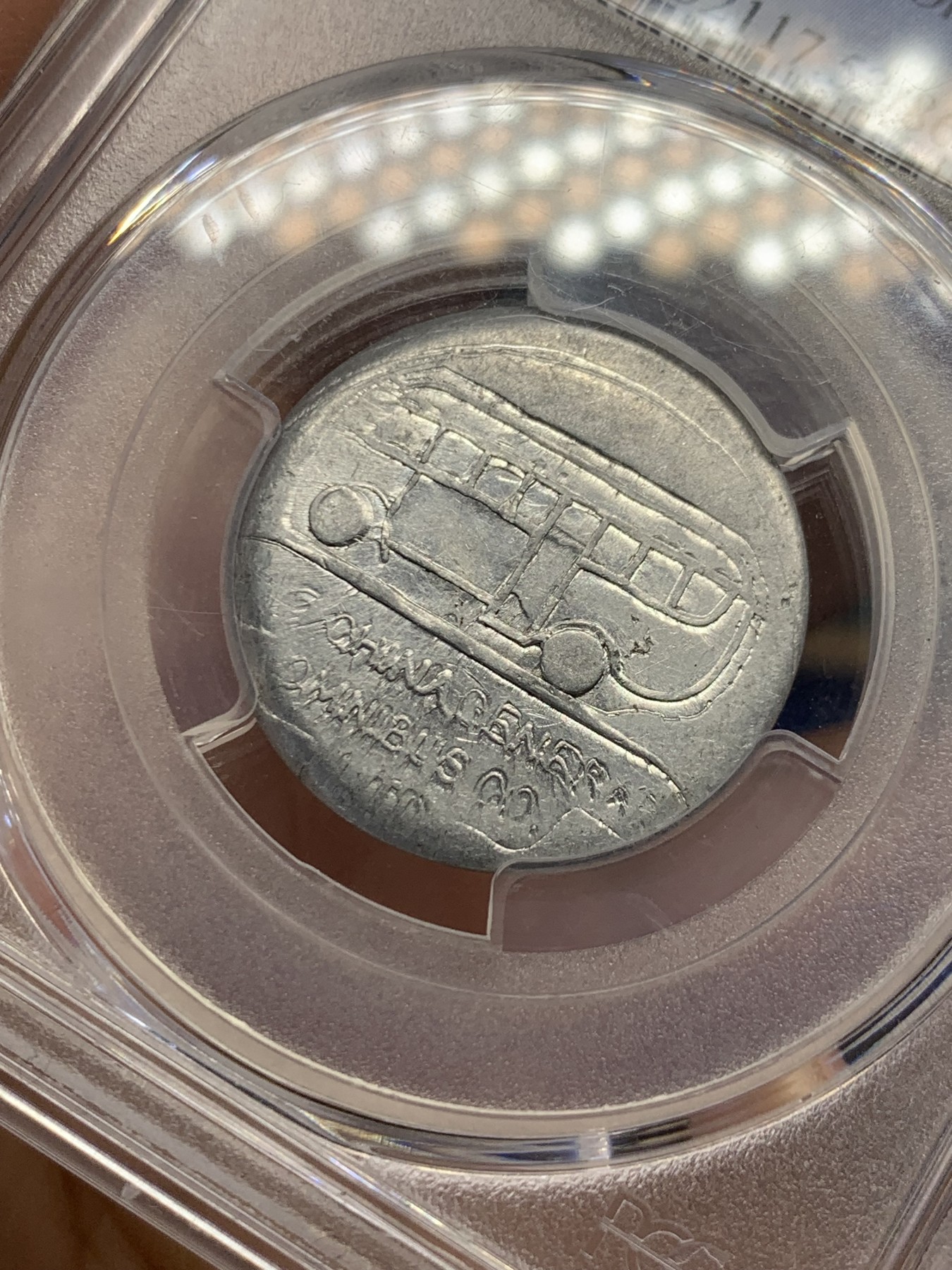 《竞宝斋》第251场-周日，周一2场连拍 (全场包邮) PCGS-AU53 中国1920-1939年上海法租界公交三分代用币 背面3字打制偏移稀少