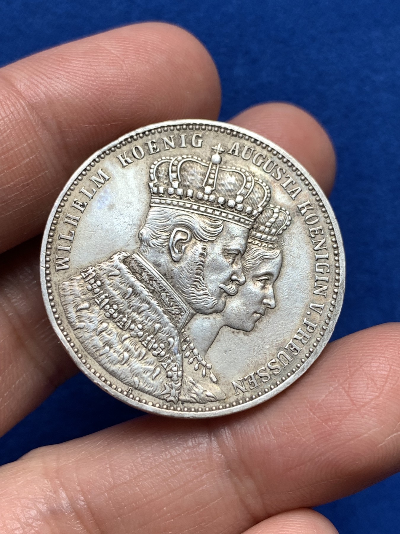 《竞宝斋》第251场-周日，周一2场连拍 (全场包邮) 德国普鲁士 威廉一世 1861年毛衣1泰勒银币 细节见图