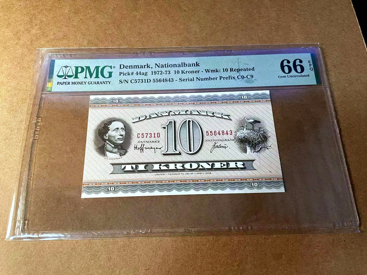 【Blue Auction】✨世界纸币精拍第453期【精】 丹麦 1972-73年10克朗 安徒生 PMG66EPQ 