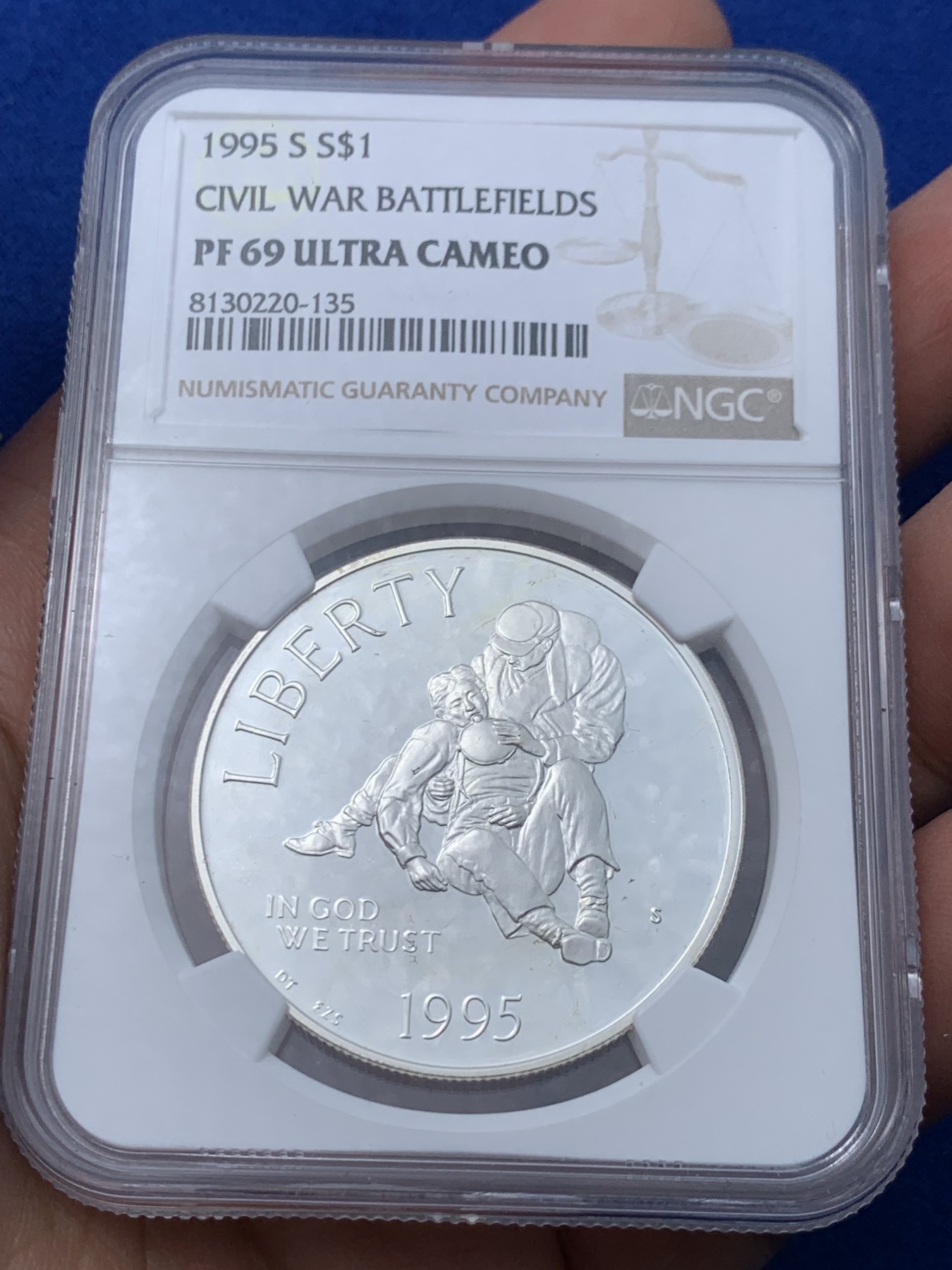 《竞宝斋》第251场-周日，周一2场连拍 (全场包邮) NGC PF69UC 美国1995年S版内战1美元大银币