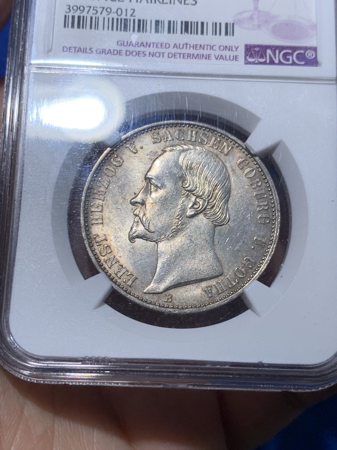 《竞宝斋》第251场-周日，周一2场连拍 (全场包邮) NGC UNCD 德国萨克森-科堡-哥达公国 1870年流通1泰勒 铸造量2.15万枚，1870年是该品种三个年份里价格最高的，且存世量远少于1869年的纪念版泰勒