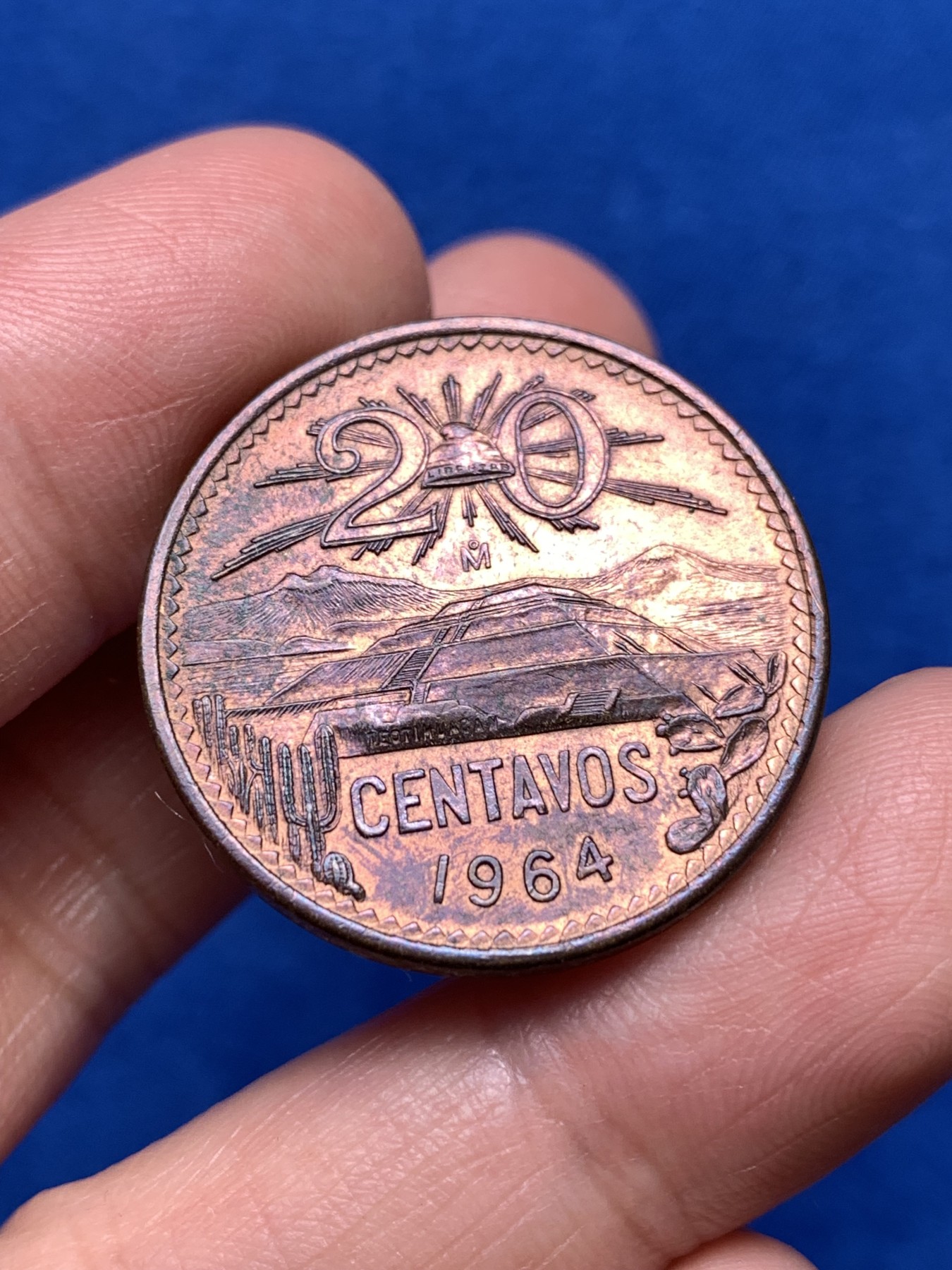 《竞宝斋》第251场-周日，周一2场连拍 (全场包邮) 1964年墨西哥20C铜币