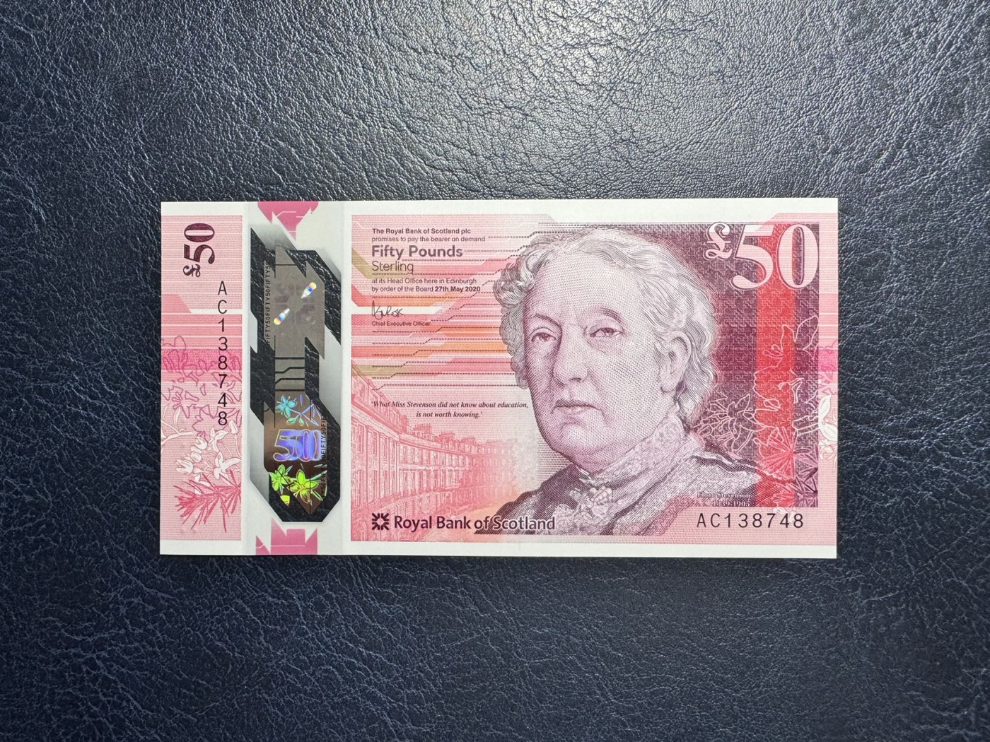 收藏联盟Quantum Auction 第333期拍卖  苏格兰皇家银行2020年50镑 品相全新UNC 女性教育家 弗洛拉