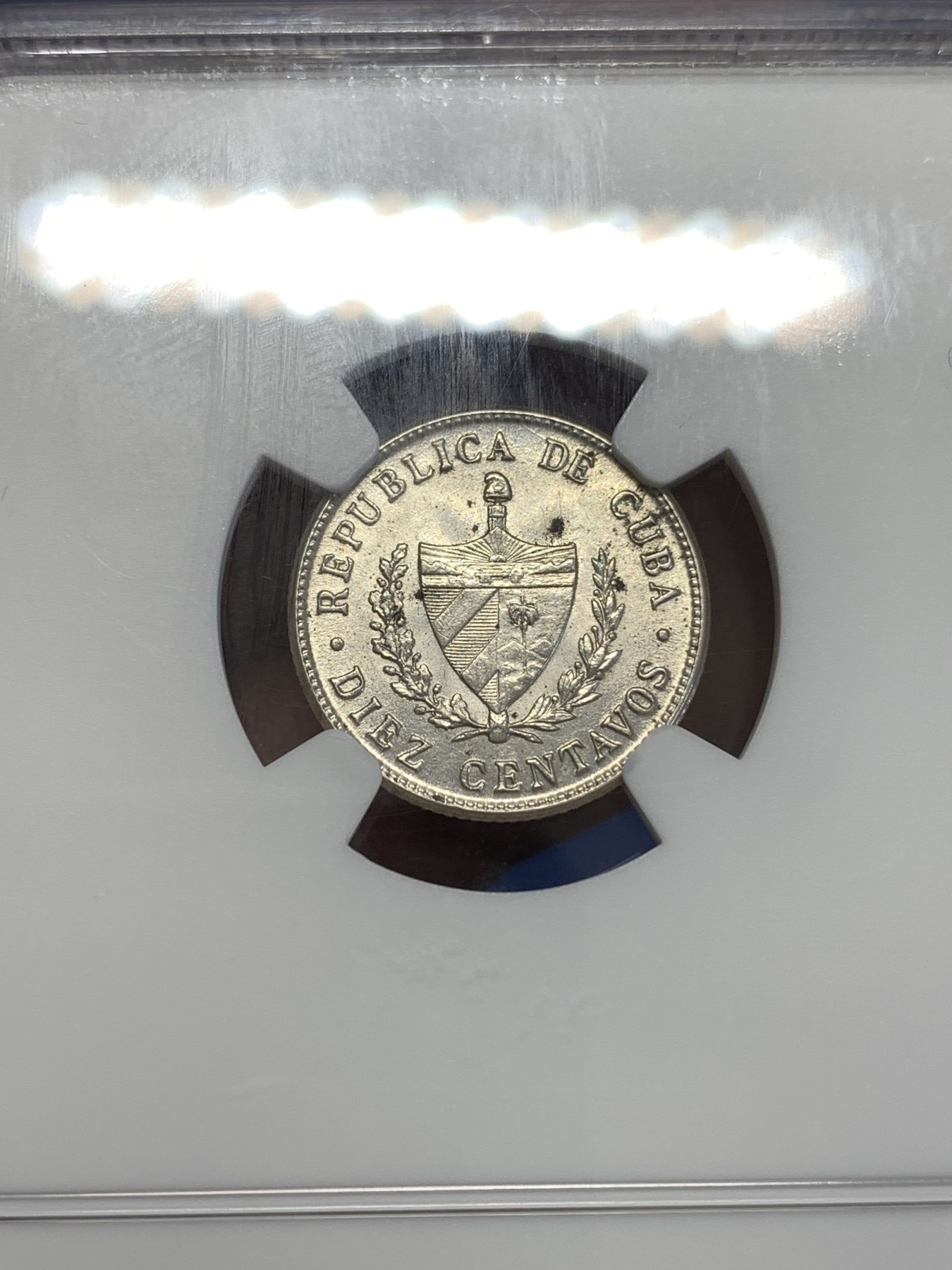 《竞宝斋》第251场-周日，周一2场连拍 (全场包邮) NGC MS62 古巴 1949年 五星 10分银币