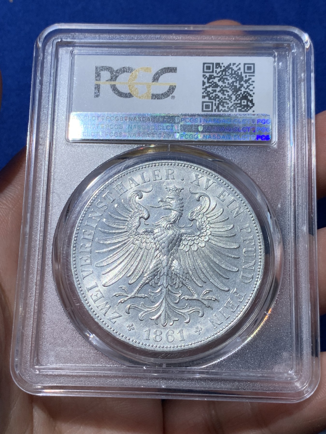 《竞宝斋》第251场-周日，周一2场连拍 (全场包邮) PCGS MS61 法兰克福1861少女2泰勒银币