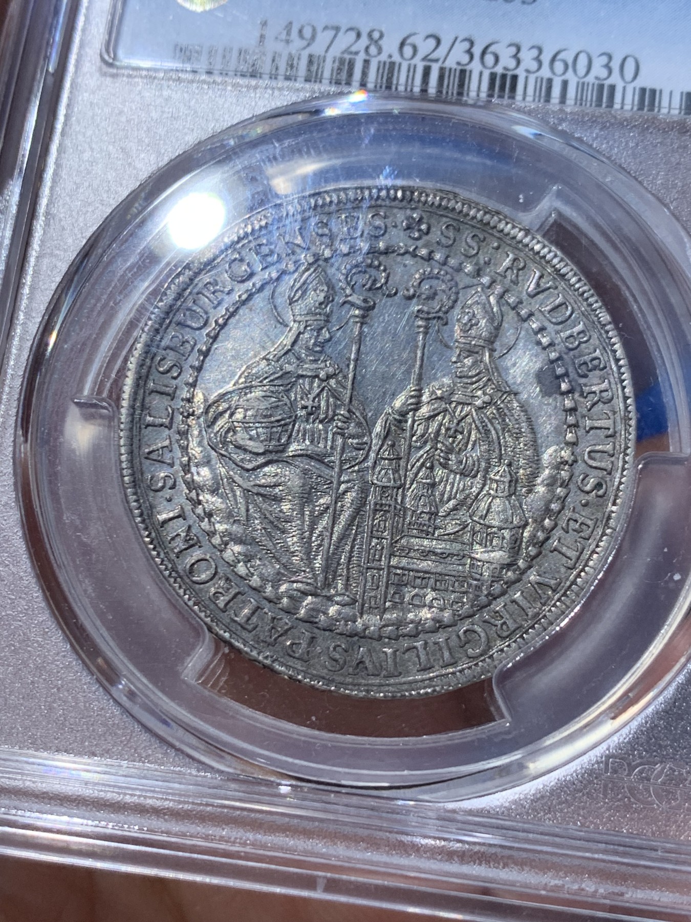 《竞宝斋》第251场-周日，周一2场连拍 (全场包邮) PCGS MS62 1707萨尔茨堡1/2泰勒 300年的岁月保存这么好难得