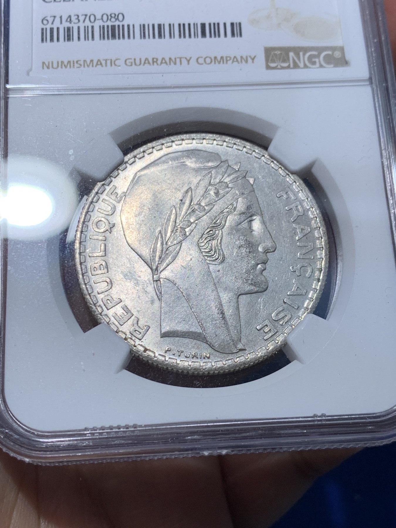 《竞宝斋》第251场-周日，周一2场连拍 (全场包邮) NGC UNCD 法国1934年谷物女神20法郎大银币