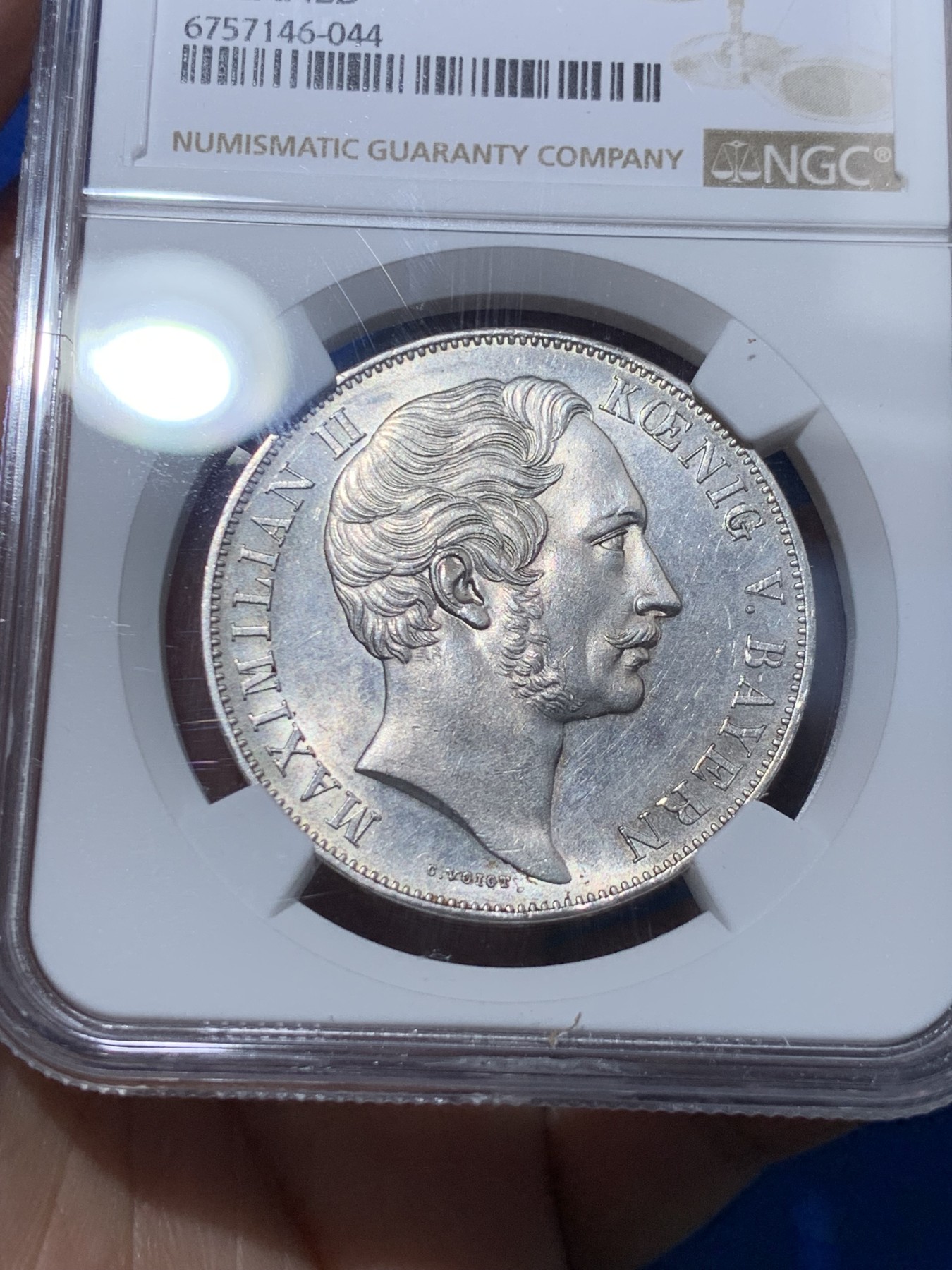 《竞宝斋》第251场-周日，周一2场连拍 (全场包邮) NGC UNCD 德国巴伐利亚1855年圣母抱婴2盾银币