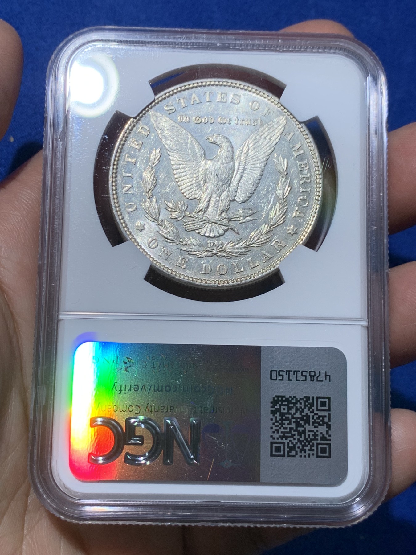 《竞宝斋》第251场-周日，周一2场连拍 (全场包邮) NGC AU55 美国1898年摩根银币 挺少见的年份版别 值得收藏