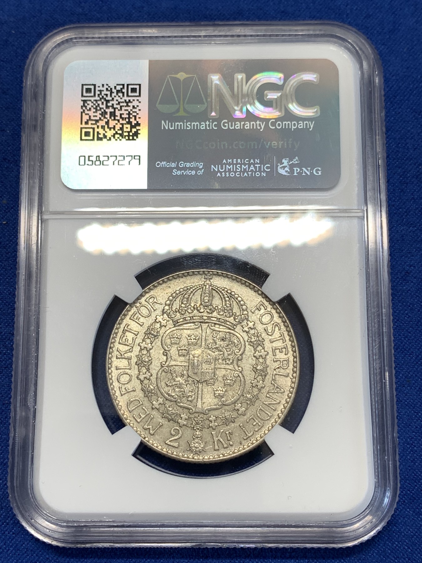 《竞宝斋》第251场-周日，周一2场连拍 (全场包邮) NGC AU58 瑞典1939年古斯塔夫5世 2克朗银币