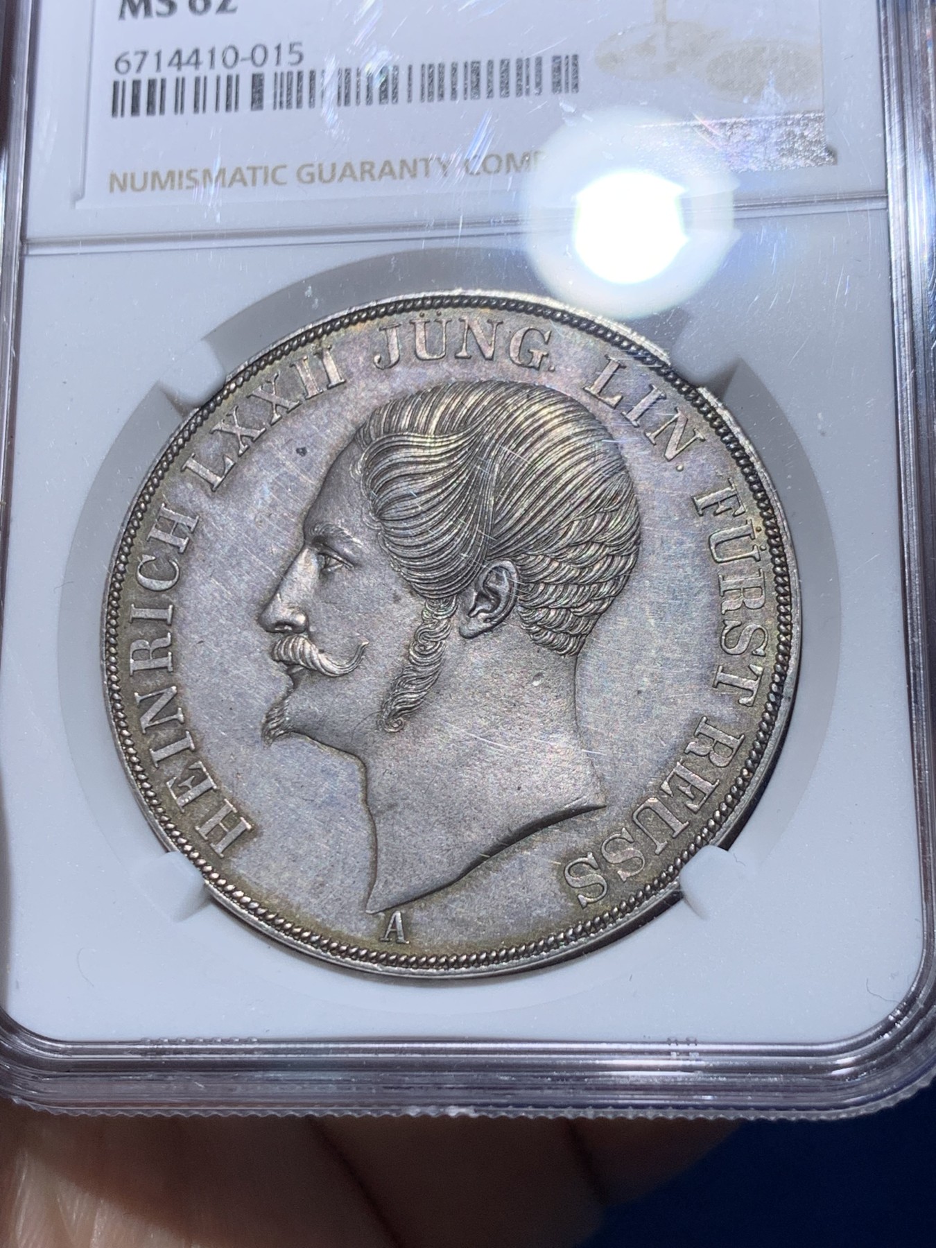 《竞宝斋》第251场-周日，周一2场连拍 (全场包邮) NGC MS62 德国 1840 罗伊斯公国 海因里希六世 2泰勒大银币 根据资料记录只发行2年，1840年只发行量2750枚 稀见品种