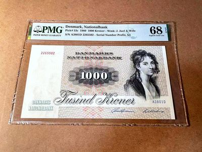 【Blue Auction】✨世界纸币精拍第453期【精】 - 【无47】丹麦 1980年1000克朗 大松鼠 PMG68EPQ 超高分 清新耐看