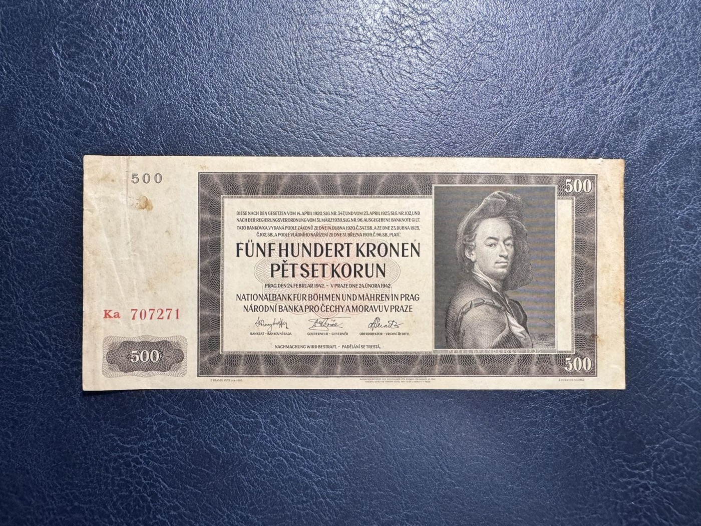 收藏联盟Quantum Auction 第333期拍卖  波西米亚和莫拉维亚1942年500克朗 品相如图 实票