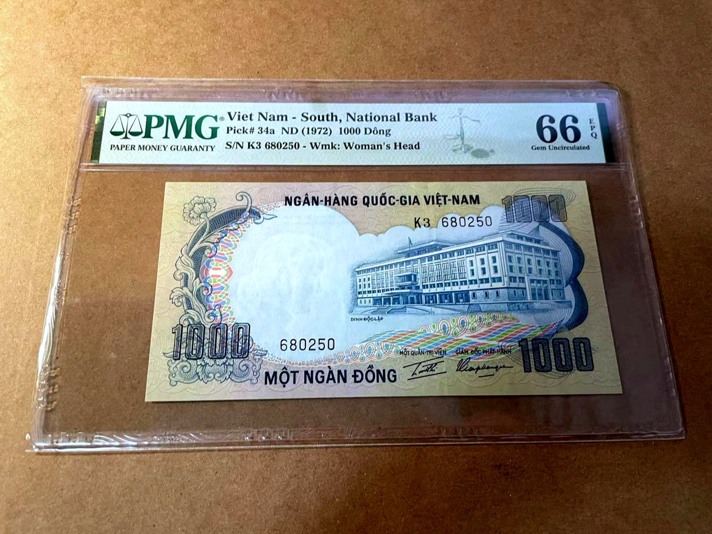 【Blue Auction】✨世界纸币精拍第453期【精】 【680250】南越 1972年1000盾 PMG66EPQ 