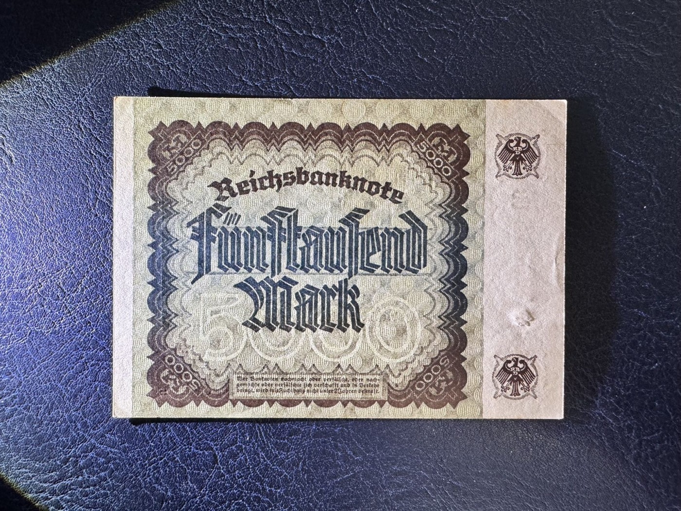 收藏联盟Quantum Auction 第333期拍卖  德国1922年5000马克 品相UNC-  少见星补号