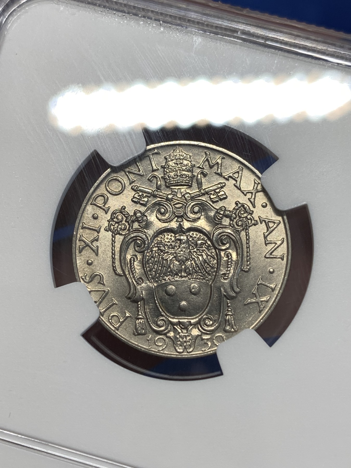 《竞宝斋》第251场-周日，周一2场连拍 (全场包邮) NGC MS64 梵蒂冈1930年50分疾风剑豪，早期好品