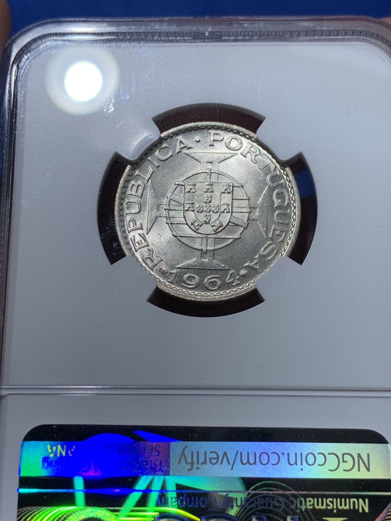 《竞宝斋》第251场-周日，周一2场连拍 (全场包邮) NGC MS65 葡属东帝汶1964年10埃斯库多银币 亚军分 更高只有两枚66
