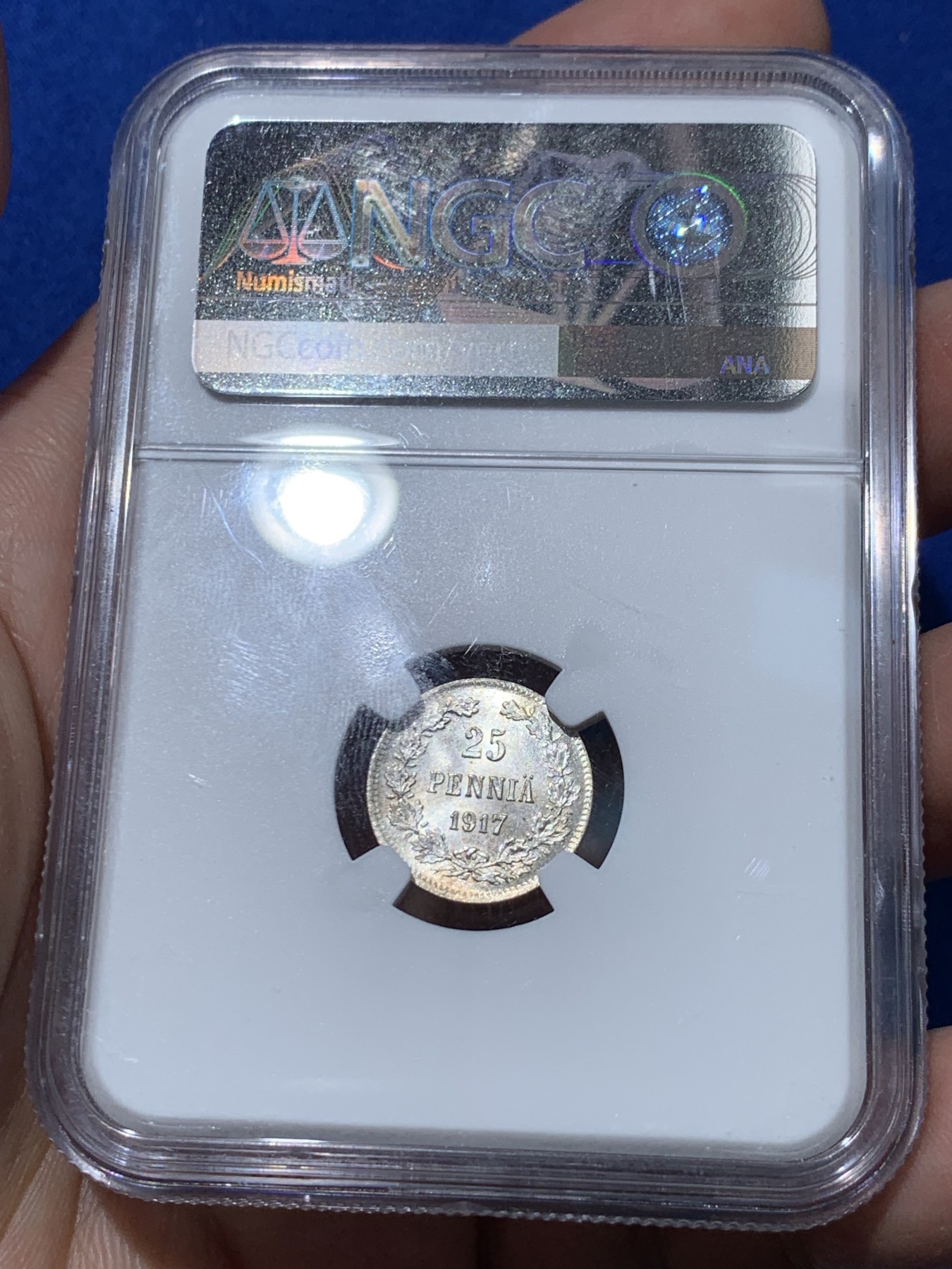 《竞宝斋》第251场-周日，周一2场连拍 (全场包邮) NGC MS66 俄占芬兰泽伦斯基临时政府1917年25盆尼S版小银币 HA2014年一枚MS64拍出35美元，SBP一枚MS68曾拍出384美元