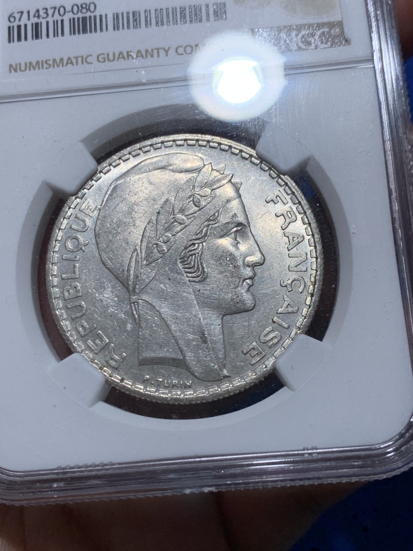 《竞宝斋》第251场-周日，周一2场连拍 (全场包邮) NGC UNCD 法国1934年谷物女神20法郎大银币