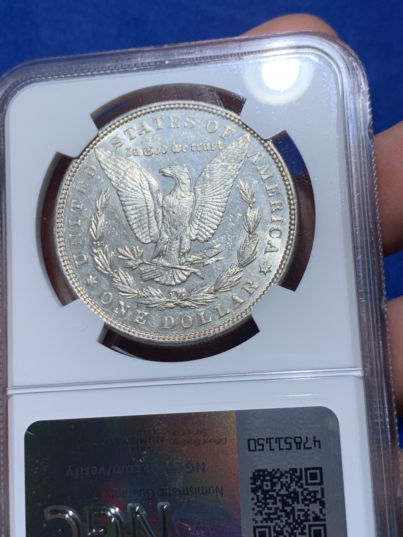 《竞宝斋》第251场-周日，周一2场连拍 (全场包邮) NGC AU55 美国1898年摩根银币 挺少见的年份版别 值得收藏