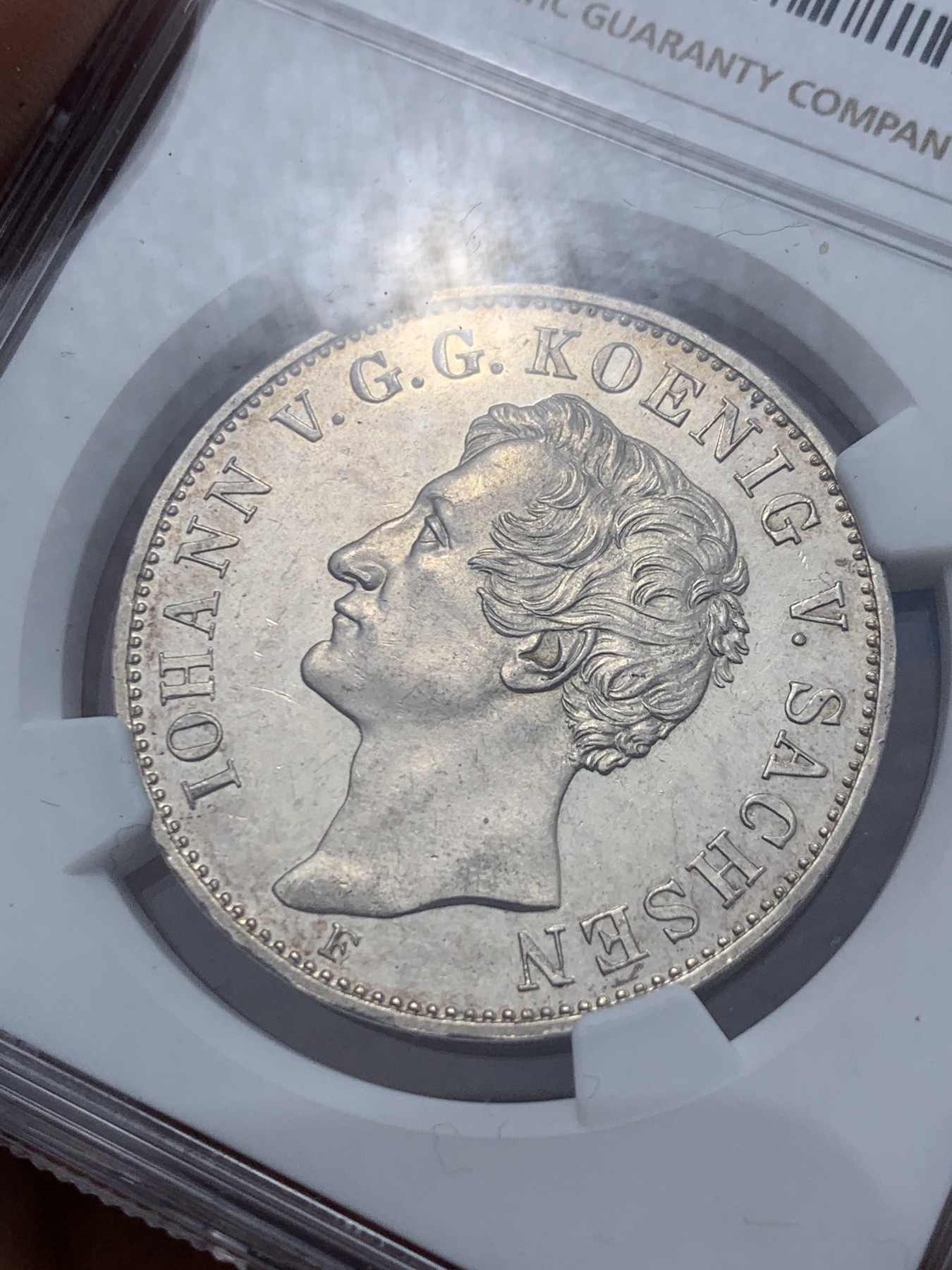 《竞宝斋》第251场-周日，周一2场连拍 (全场包邮) NGC MS61PL 德国萨克森1855年访问造币厂纪念泰勒 N和P唯一一枚PL