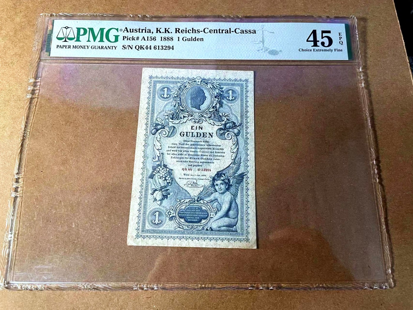 【Blue Auction】✨世界纸币精拍第453期【精】 【百年风云】奥地利 1888年1盾 小天使 PMG45EPQ 原票少见