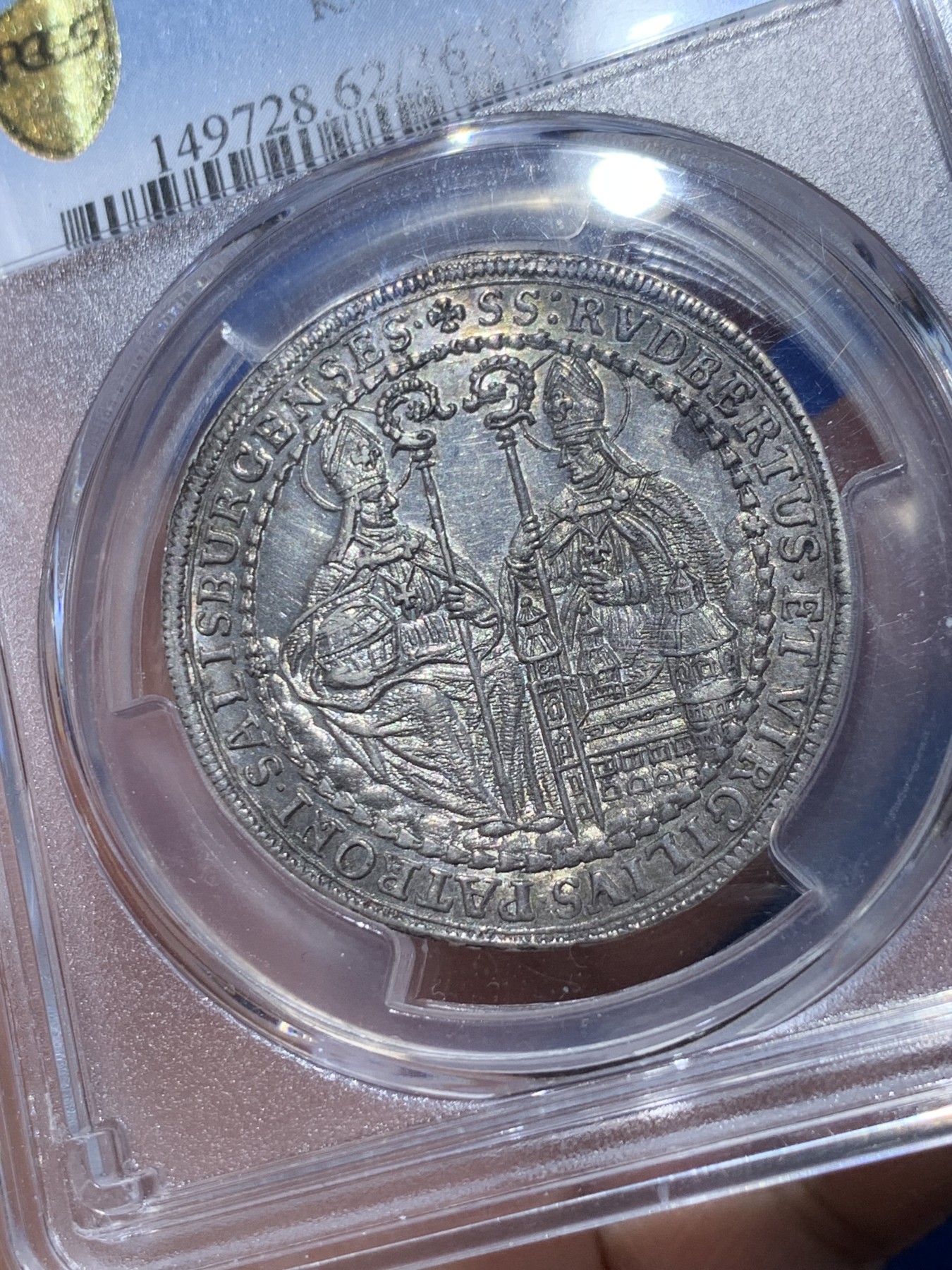 《竞宝斋》第251场-周日，周一2场连拍 (全场包邮) PCGS MS62 1707萨尔茨堡1/2泰勒 300年的岁月保存这么好难得