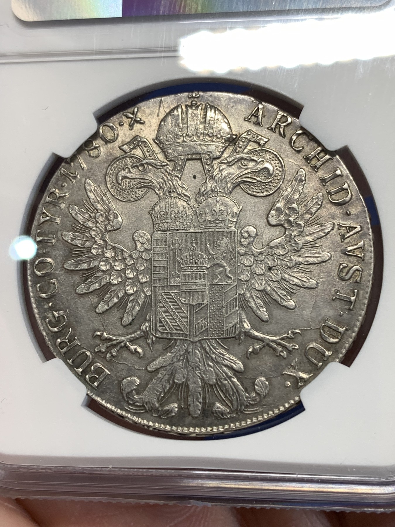 《竞宝斋》第251场-周日，周一2场连拍 (全场包邮) NGC AU58 1780后铸造版奥地利大奶奶银币 双须版