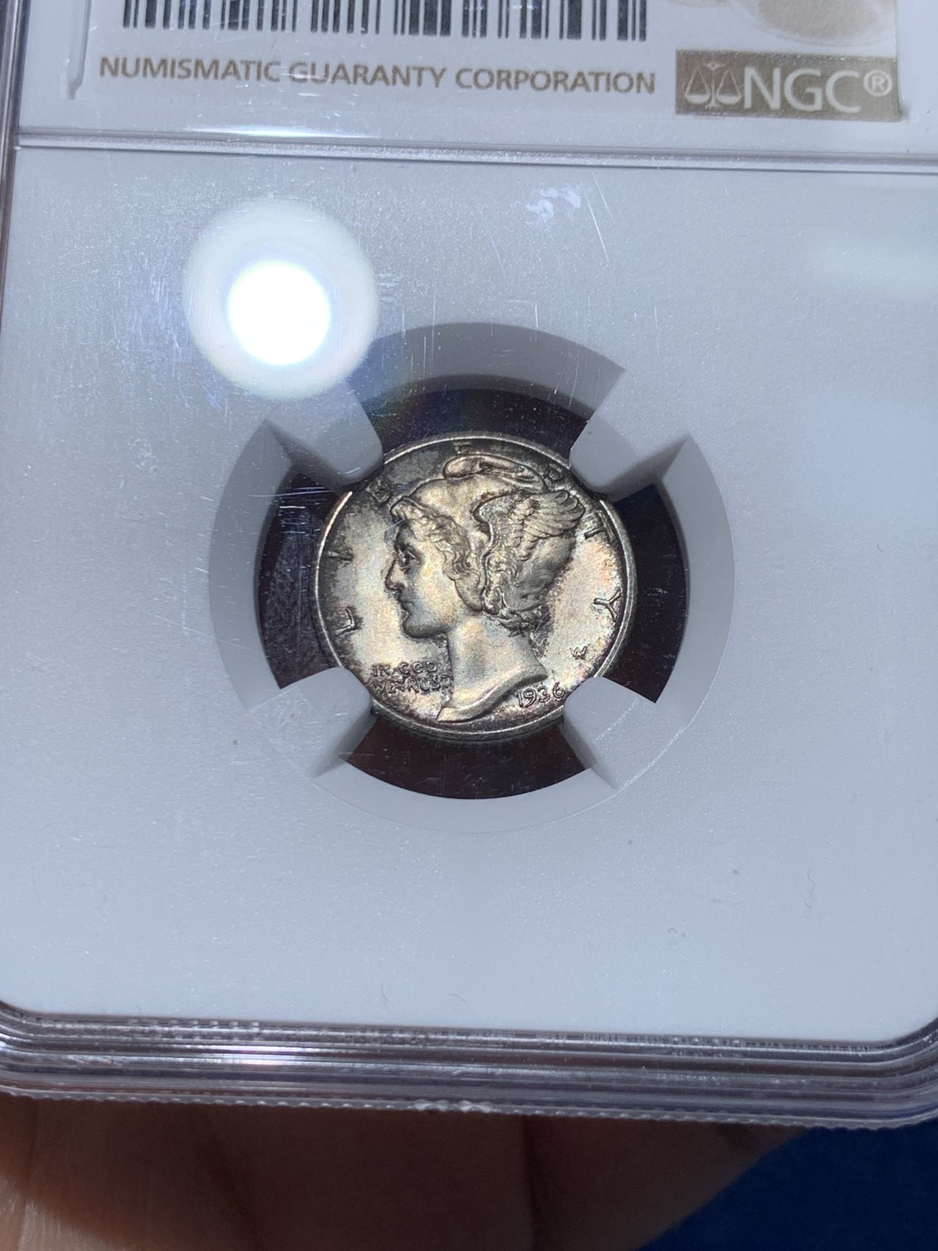 《竞宝斋》第251场-周日，周一2场连拍 (全场包邮) NGC MS66 美国1936年S版小飞侠10分小银毫 深打 薄彩 发行量921万枚 更高分仅有24枚