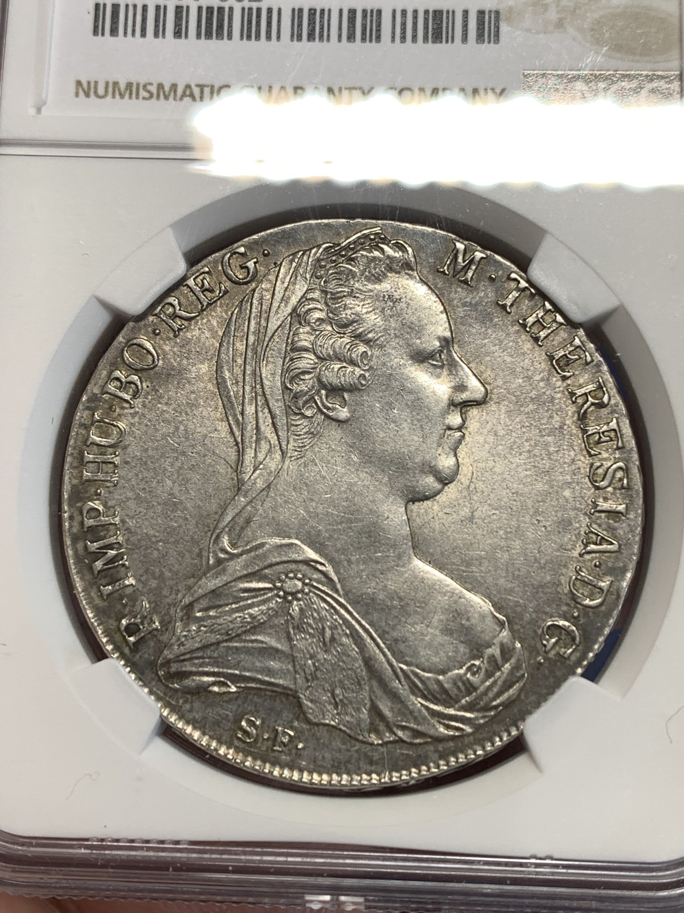 《竞宝斋》第251场-周日，周一2场连拍 (全场包邮) NGC AU58 1780后铸造版奥地利大奶奶银币 双须版