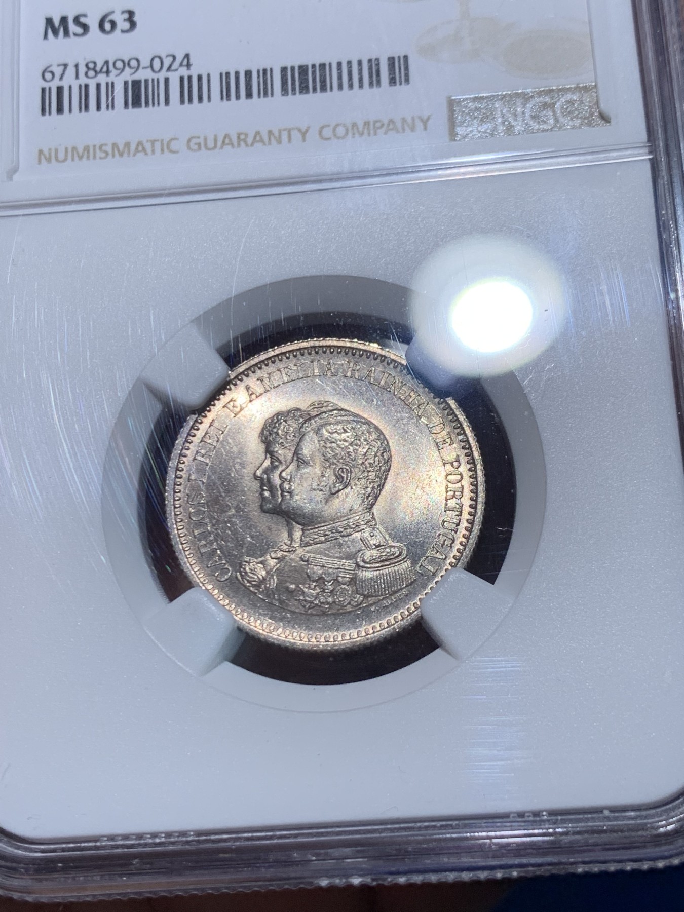 《竞宝斋》第251场-周日，周一2场连拍 (全场包邮) NGC MS63 葡萄牙1898年发现印度戎装版200瑞斯大银币